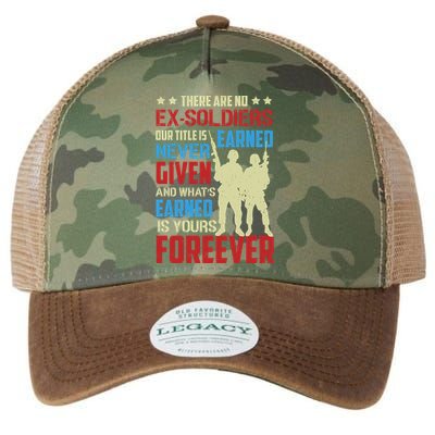 There Are No ExSoldiers Authentic Veteran US Veteran Motivational Slogan Legacy Tie Dye Trucker Hat