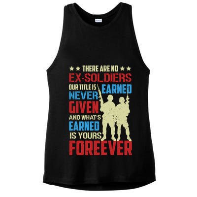 There Are No ExSoldiers Authentic Veteran US Veteran Motivational Slogan Ladies PosiCharge Tri-Blend Wicking Tank