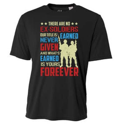 There Are No ExSoldiers Authentic Veteran US Veteran Motivational Slogan Cooling Performance Crew T-Shirt