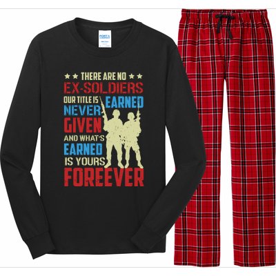 There Are No ExSoldiers Authentic Veteran US Veteran Motivational Slogan Long Sleeve Pajama Set