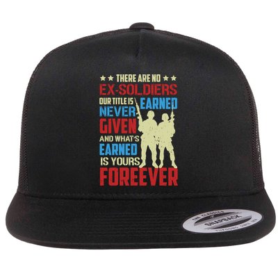 There Are No ExSoldiers Authentic Veteran US Veteran Motivational Slogan Flatbill Hat