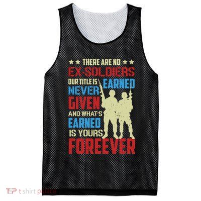 There Are No ExSoldiers Authentic Veteran US Veteran Motivational Slogan Mesh Reversible Basketball Jersey Tank