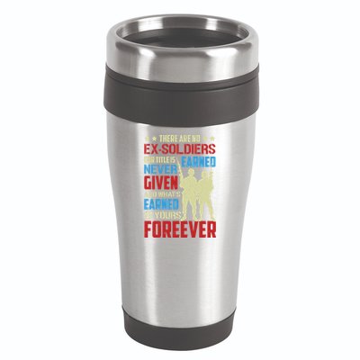 There Are No ExSoldiers Authentic Veteran US Veteran Motivational Slogan 16oz Travel Tumbler