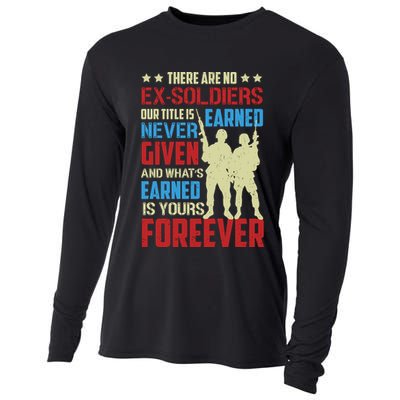 There Are No ExSoldiers Authentic Veteran US Veteran Motivational Slogan Cooling Performance Long Sleeve Crew