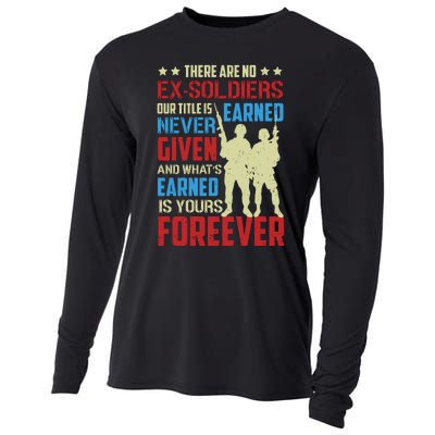 There Are No ExSoldiers Authentic Veteran US Veteran Motivational Slogan Cooling Performance Long Sleeve Crew