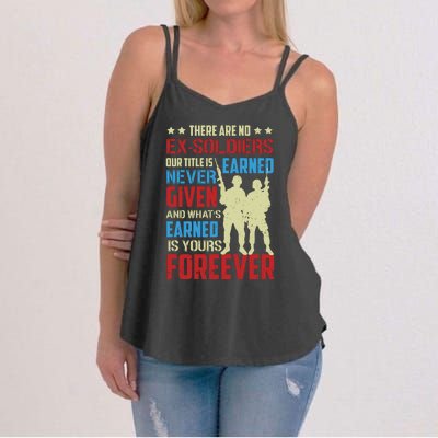 There Are No ExSoldiers Authentic Veteran US Veteran Motivational Slogan Women's Strappy Tank