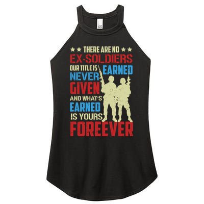 There Are No ExSoldiers Authentic Veteran US Veteran Motivational Slogan Women's Perfect Tri Rocker Tank