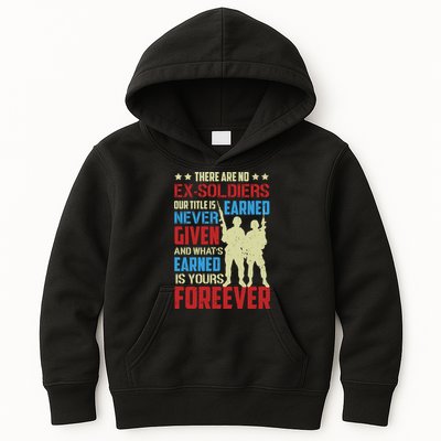 There Are No ExSoldiers Authentic Veteran US Veteran Motivational Slogan Kids Hoodie