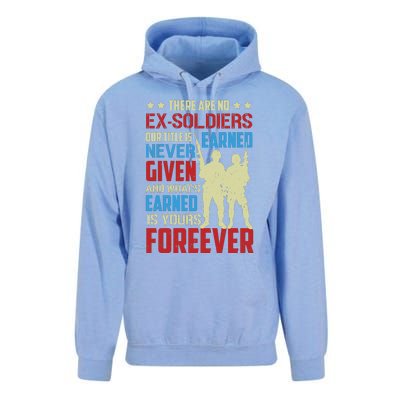 There Are No ExSoldiers Authentic Veteran US Veteran Motivational Slogan Unisex Surf Hoodie