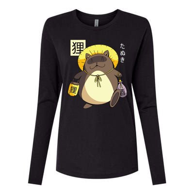 Tanuki Yokai Womens Cotton Relaxed Long Sleeve T-Shirt