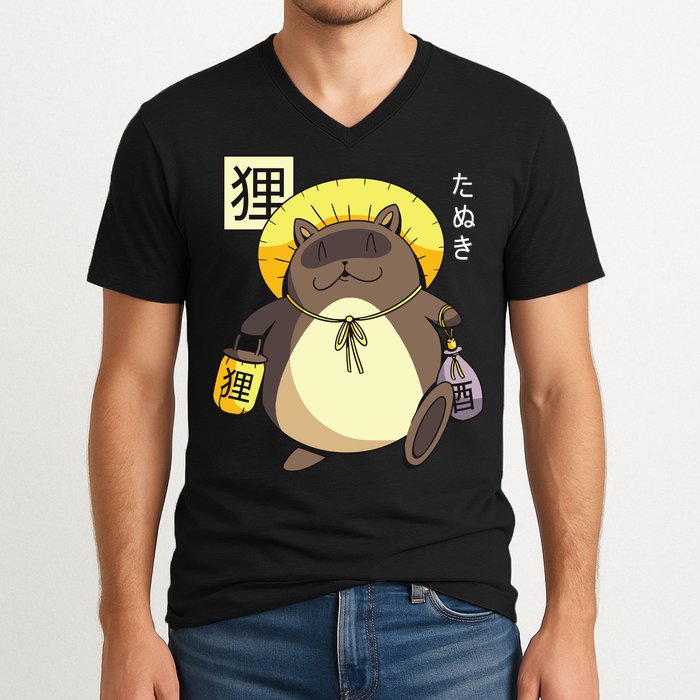Tanuki Yokai V-Neck T-Shirt