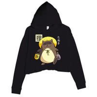 Tanuki Yokai Crop Fleece Hoodie