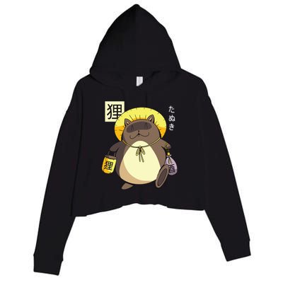 Tanuki Yokai Crop Fleece Hoodie