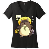 Tanuki Yokai Women's V-Neck T-Shirt