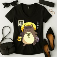 Tanuki Yokai Women's V-Neck T-Shirt