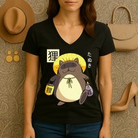 Tanuki Yokai Women's V-Neck T-Shirt