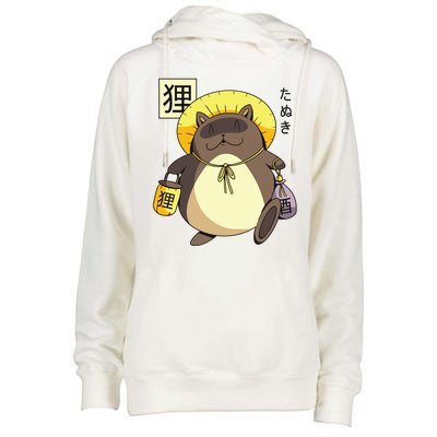 Tanuki Yokai Womens Funnel Neck Pullover Hood