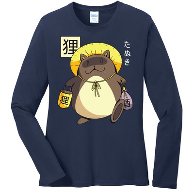 Tanuki Yokai Ladies Long Sleeve Shirt