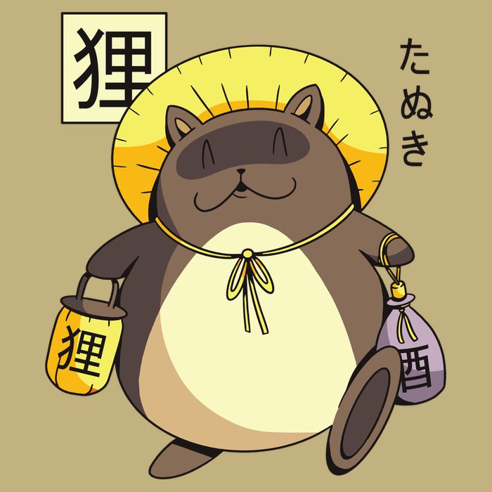 Tanuki Yokai Button