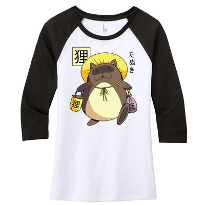 Tanuki Yokai Women's Tri-Blend 3/4-Sleeve Raglan Shirt