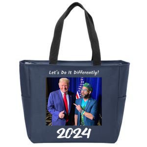 Trump And Otaola 2024 Lets Do It Differently American Flag Zip Tote Bag