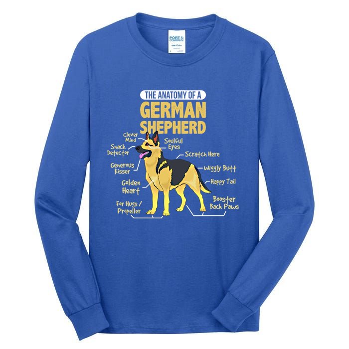 The Anatomy Of A Ger Shepherd Gift Tall Long Sleeve T-Shirt