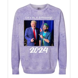 Trump And Otaola 2024 Lets Do It Differently American Flag Colorblast Crewneck Sweatshirt