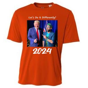 Trump And Otaola 2024 Lets Do It Differently American Flag Cooling Performance Crew T-Shirt