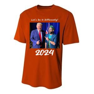 Trump And Otaola 2024 Lets Do It Differently American Flag Performance Sprint T-Shirt