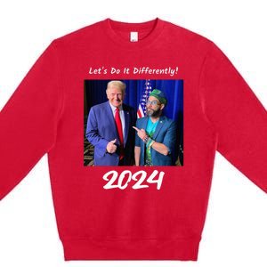 Trump And Otaola 2024 Lets Do It Differently American Flag Premium Crewneck Sweatshirt