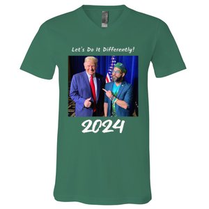 Trump And Otaola 2024 Lets Do It Differently American Flag V-Neck T-Shirt