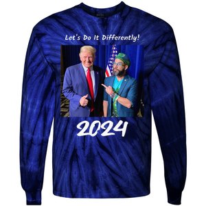 Trump And Otaola 2024 Lets Do It Differently American Flag Tie-Dye Long Sleeve Shirt