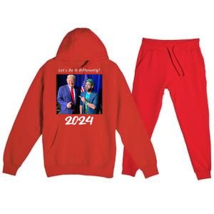 Trump And Otaola 2024 Lets Do It Differently American Flag Premium Hooded Sweatsuit Set