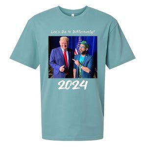 Trump And Otaola 2024 Lets Do It Differently American Flag Sueded Cloud Jersey T-Shirt