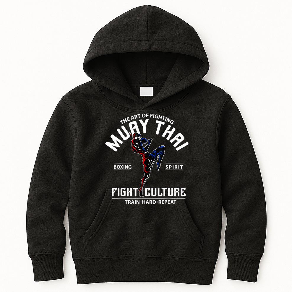 The Art Of Fighting Muay Thai Boxing Spirit Fight Culture Kids Hoodie