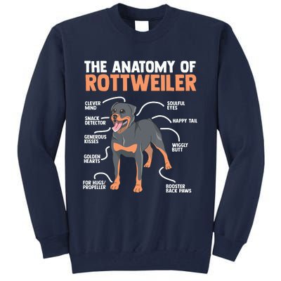 The Anatomy Of A Rottweiler For Any Rottweiler Lover Tall Sweatshirt