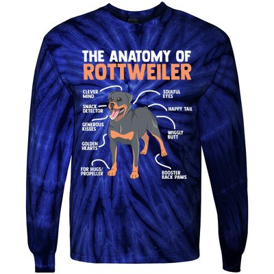 The Anatomy Of A Rottweiler For Any Rottweiler Lover Tie-Dye Long Sleeve Shirt