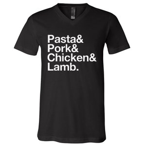 The Art Of Pasta Pork Chicken & Lamb V-Neck T-Shirt