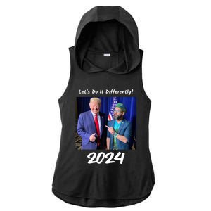 Trump And Otaola 2024 Lets Do It Differently American Flag Gift Ladies PosiCharge Tri-Blend Wicking Draft Hoodie Tank