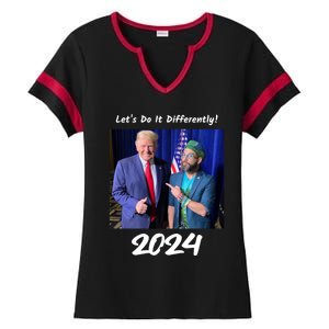 Trump And Otaola 2024 Lets Do It Differently American Flag Gift Ladies Halftime Notch Neck Tee