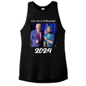 Trump And Otaola 2024 Lets Do It Differently American Flag Gift Ladies PosiCharge Tri-Blend Wicking Tank