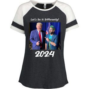 Trump And Otaola 2024 Lets Do It Differently American Flag Gift Enza Ladies Jersey Colorblock Tee