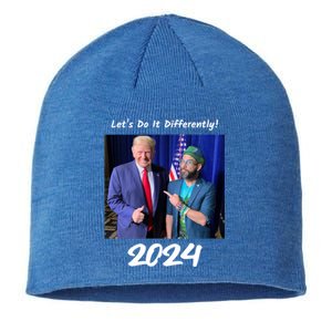 Trump And Otaola 2024 Lets Do It Differently American Flag Gift Sustainable Beanie