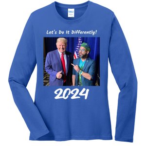 Trump And Otaola 2024 Lets Do It Differently American Flag Gift Ladies Long Sleeve Shirt