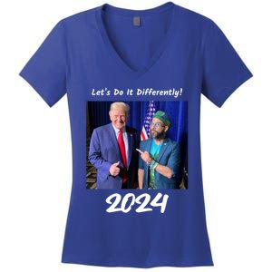 Trump And Otaola 2024 Lets Do It Differently American Flag Gift Women's V-Neck T-Shirt