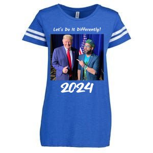 Trump And Otaola 2024 Lets Do It Differently American Flag Gift Enza Ladies Jersey Football T-Shirt