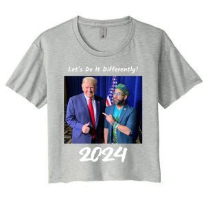 Trump And Otaola 2024 Lets Do It Differently American Flag Gift Women's Crop Top Tee