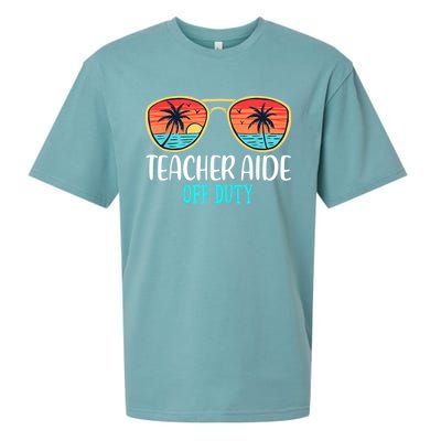 Teacher Aide Off Duty Happy Last Day Of School Summer Sueded Cloud Jersey T-Shirt