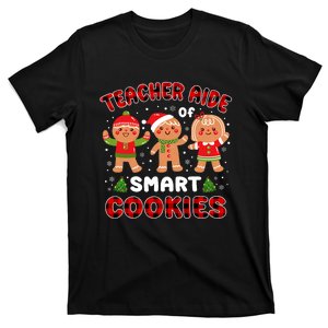 Teacher Aide Of Smart Cookies Buffalo Plaid Funny Christmas T-Shirt