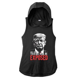 Trump All Of Their Lies Will Be Exposed Take America 2024 Ladies PosiCharge Tri-Blend Wicking Draft Hoodie Tank